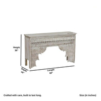 Otter Wooden Carved Entryway Console Table (Antique White)