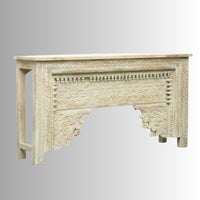 Calian Wooden Carved Console Table (Cream Distress)