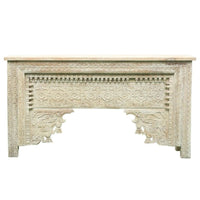 Calian Wooden Carved Console Table (Cream Distress)