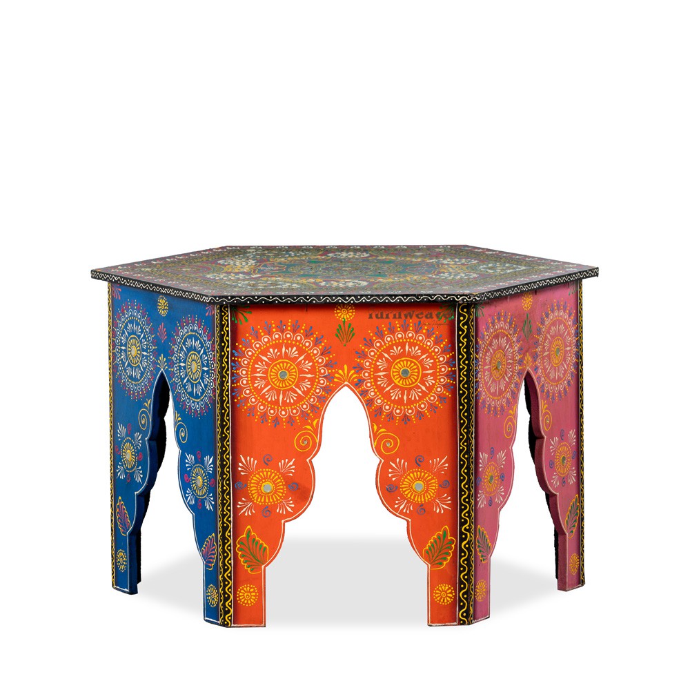 Rofia Wooden Handpainted Coffee Table (Handpainted)