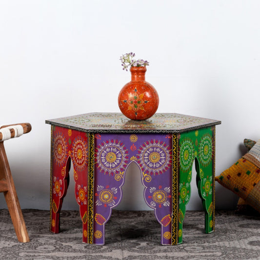 Rofia Wooden Handpainted Coffee Table (Handpainted)