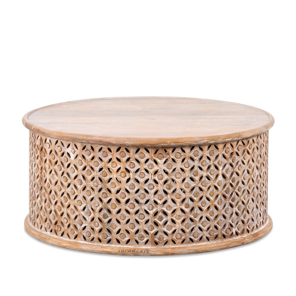 Upia Wooden Round Coffee Table (Brown Distress)