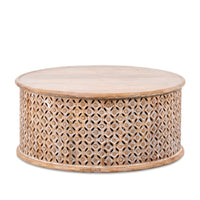 Upia Wooden Round Coffee Table (Brown Distress)