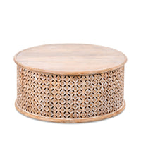 Upia Wooden Round Coffee Table (Brown Distress)