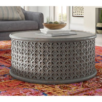 Upia Wooden Round Coffee Table (Grey)