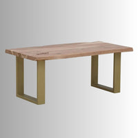 Ivina Live Edge Coffee Table with Golden Legs (Natural)