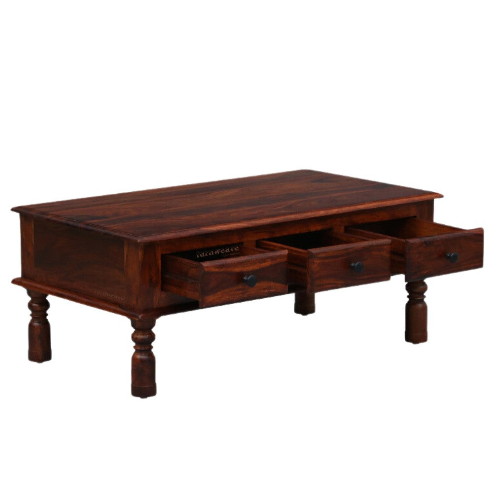 Sidhea Wooden Coffee Table with Drawers (Teak)