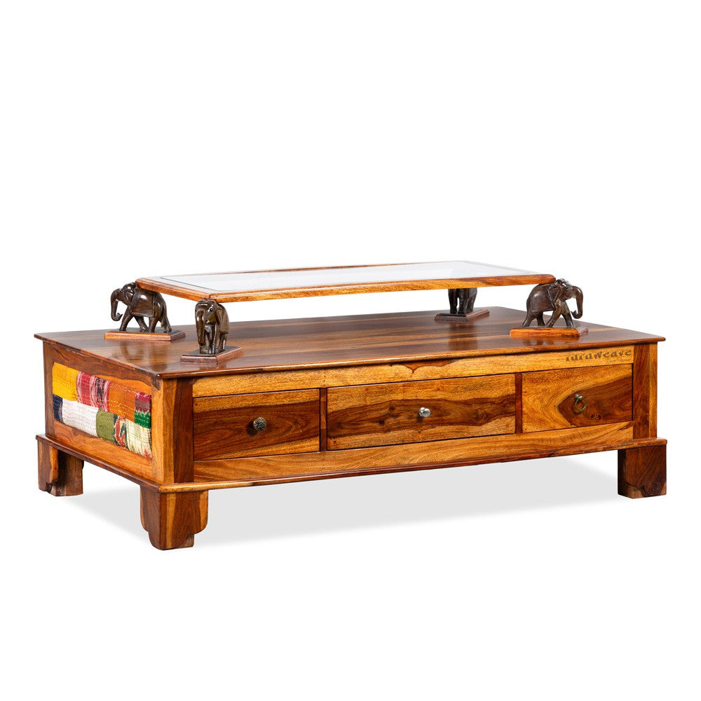 Avel Wooden Large Coffee Table in Sheesham Wood (Honey)