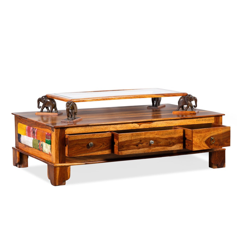 Avel Wooden Large Coffee Table in Sheesham Wood (Honey)