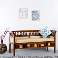 Kikasa Wooden Three Seater Sofa Diwan (Teak Finish)