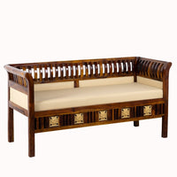 Kikasa Wooden Three Seater Sofa Diwan (Teak Finish)