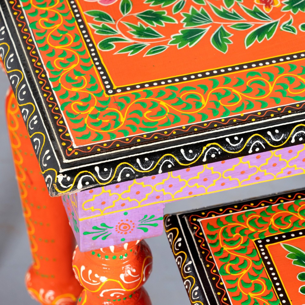 Gulmohar Wooden Handpainted Tables Set of Three ( Handpainted 2 )