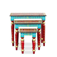 Gulmohar Wooden Handpainted Tables Set of Three ( Handpainted 3 )