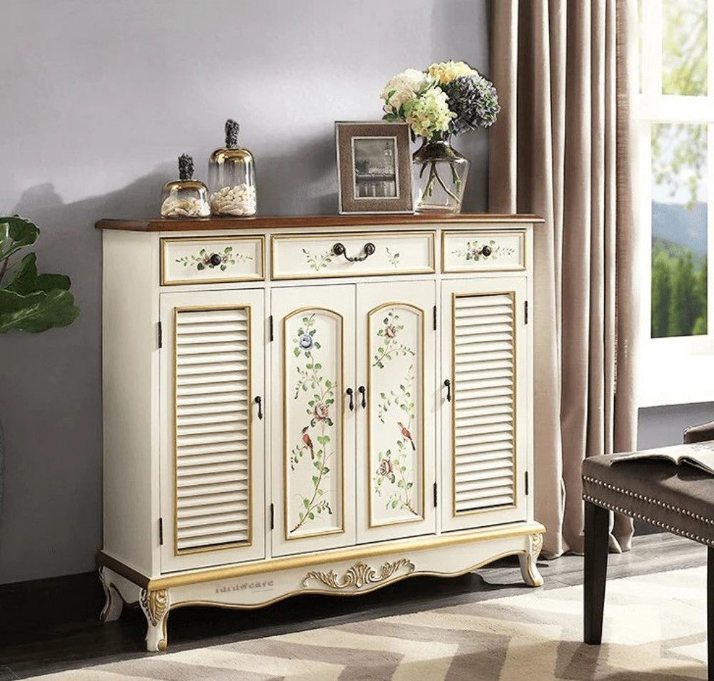 Femia Wooden Handpainted Shoe Cabinet (Handpainted)