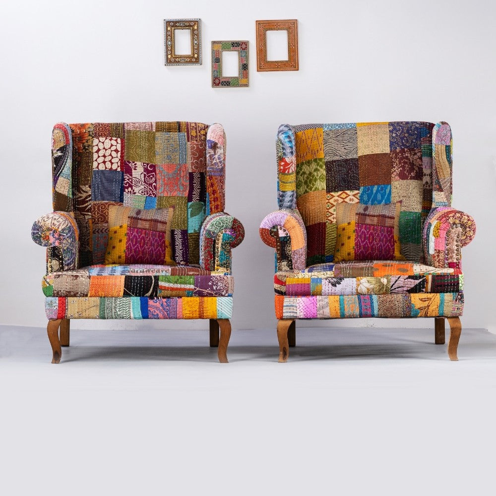 Rajdhani Wooden Mix Patchwork Sofa | Buy Wooden Sofas Online | Buy Wooden Seating Furniture | Solid Wood Seating Furniture | Furnweave