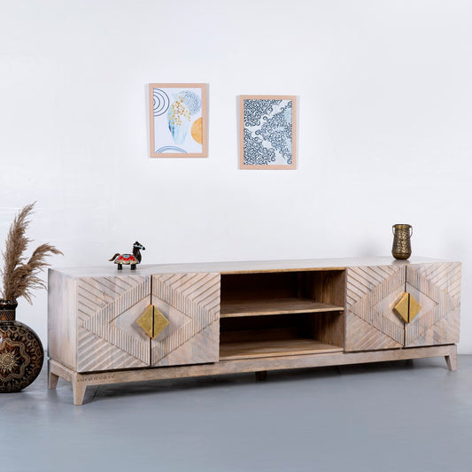 Eisth Wooden TV Cabinet Unit (Natural Brown)