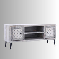 Sike Wooden Carved Tv Cabinet (White Distress)