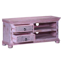 Eifa Wooden Carved Distress TV Unit (Pink Distress)