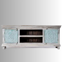 Samvi Wooden Carved Tv Unit (Off White Distress)