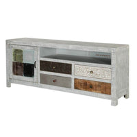 Alife Wooden Carved TV Unit (Grey Distress)