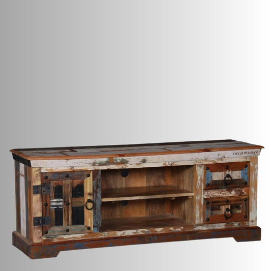 Recla Wooden Antique Rustic Tv Cabinet with Doors