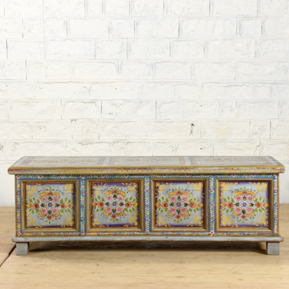 Firea Wooden Handpainted Trunk Table (Handpainted)