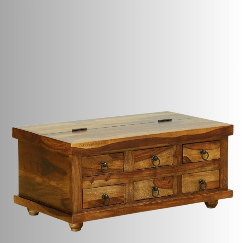 Sever Wooden Trunk with Drawers