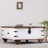 Boran Wooden Centre Table with Storage (White Distress)