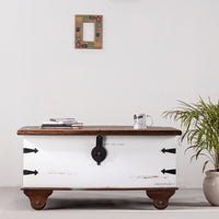 Boran Wooden Centre Table with Storage (White Distress)