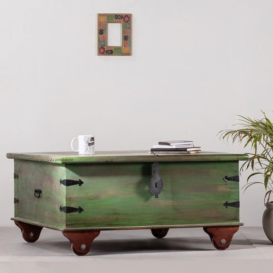 Boran Wooden Centre Table with Storage (Green Distress)