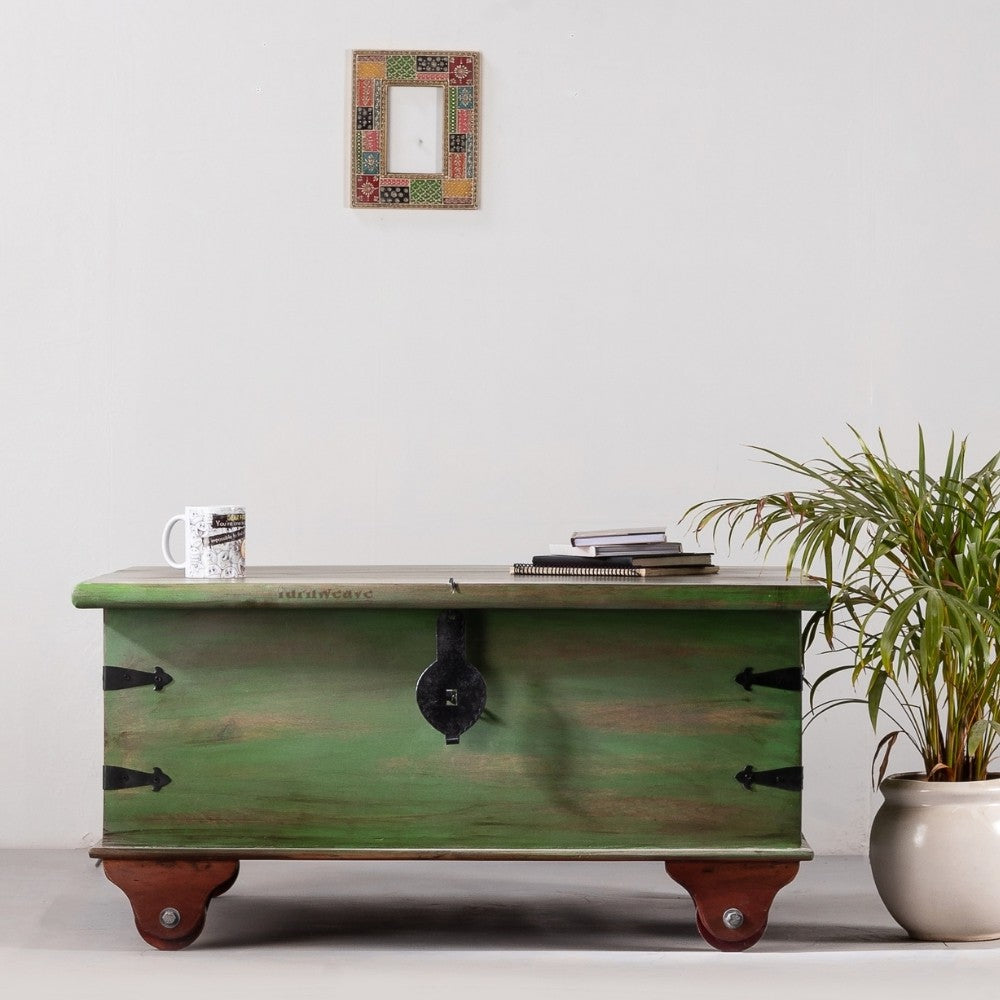 Boran Wooden Centre Table with Storage (Green Distress)