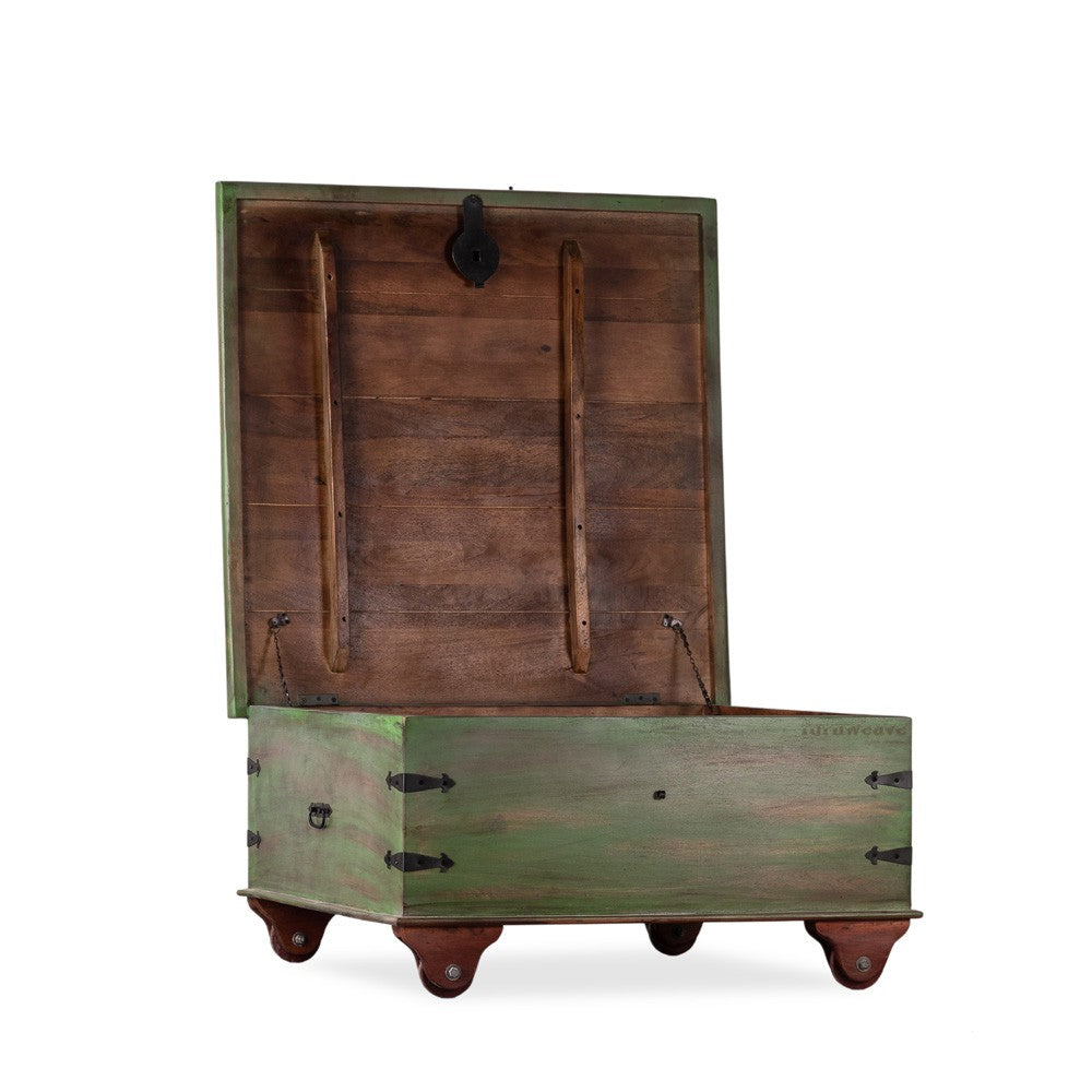 Boran Wooden Centre Table with Storage (Green Distress)