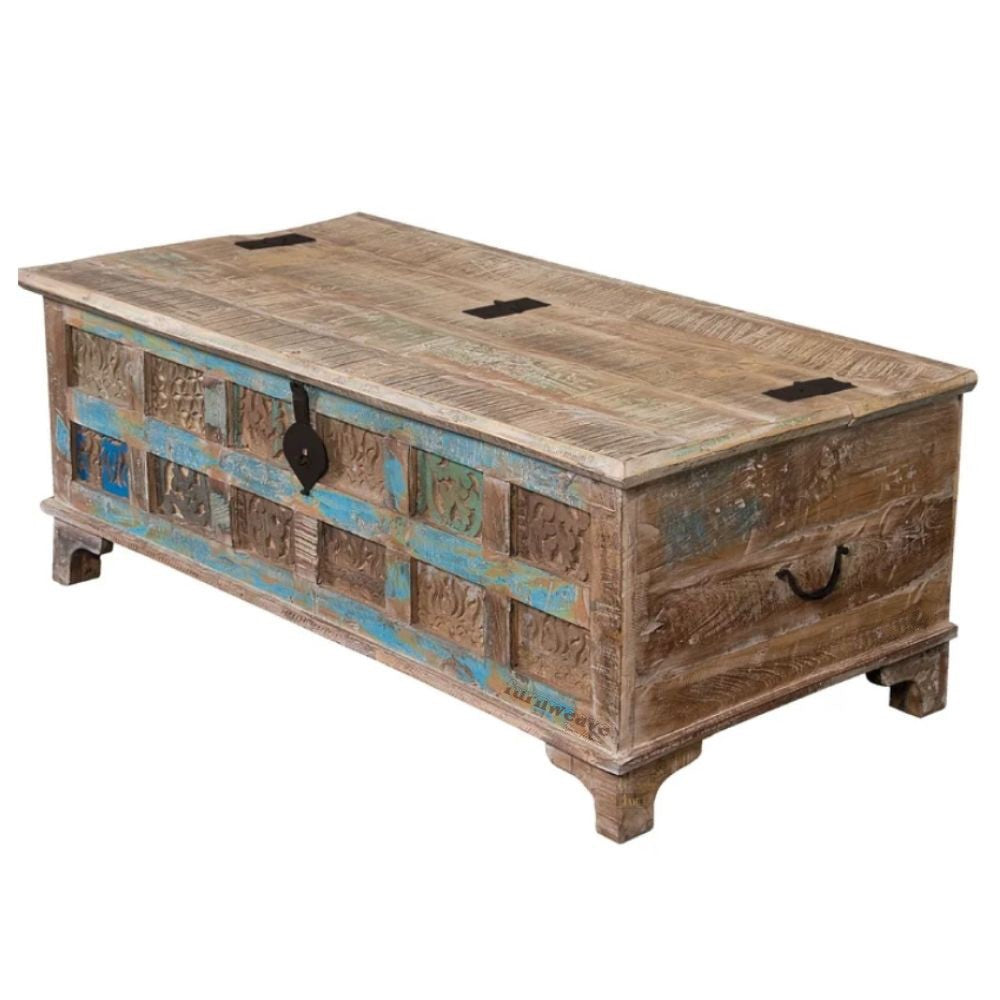 Recla Wooden Storage Trunk cum Coffee Table (Reclaimed)