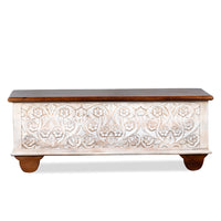 Teba Wooden Storage Trunk cum Coffee Table (White Distress)