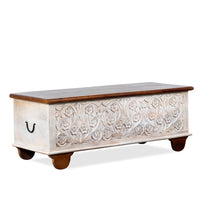 Teba Wooden Storage Trunk cum Coffee Table (White Distress)