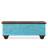 Teba Wooden Storage Trunk cum Coffee Table (Blue Distress)