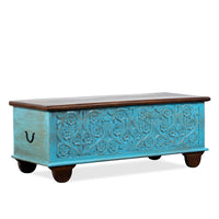 Teba Wooden Storage Trunk cum Coffee Table (Blue Distress)