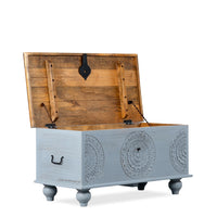 Rafi Wooden Storage Trunk cum Coffee Table (Grey Distress)