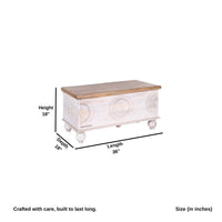 Rafi Wooden Storage Trunk cum Coffee Table (White)