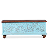 Revia Wooden Storage Trunk cum Coffee Table (Blue Distress)