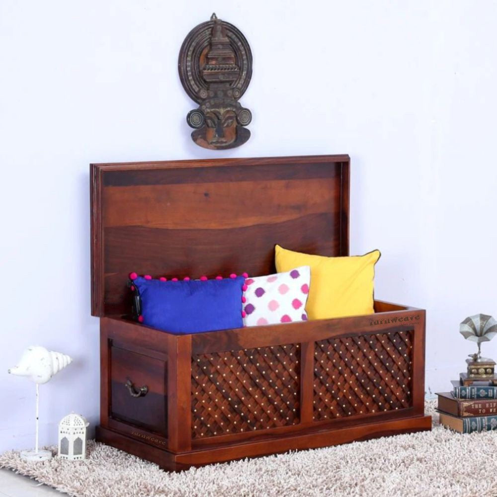 Kika Wooden Storage Trunk cum Coffee Table (Teak)