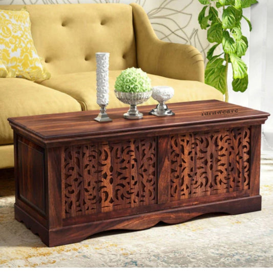 Galaz Wooden Storage Trunk Cum Coffee Table (Teak)