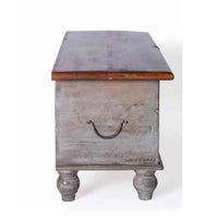 Sobero Wooden Carved Trunk Centre Table (Grey Distress)