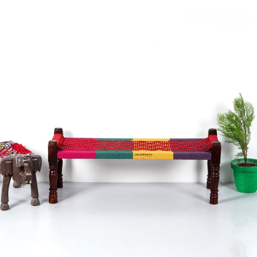 Wooden Patio Balcony Bench in Sheesham Wood (Colorful 002)