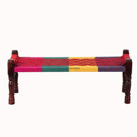 Wooden Patio Balcony Bench in Sheesham Wood (Colorful 002)