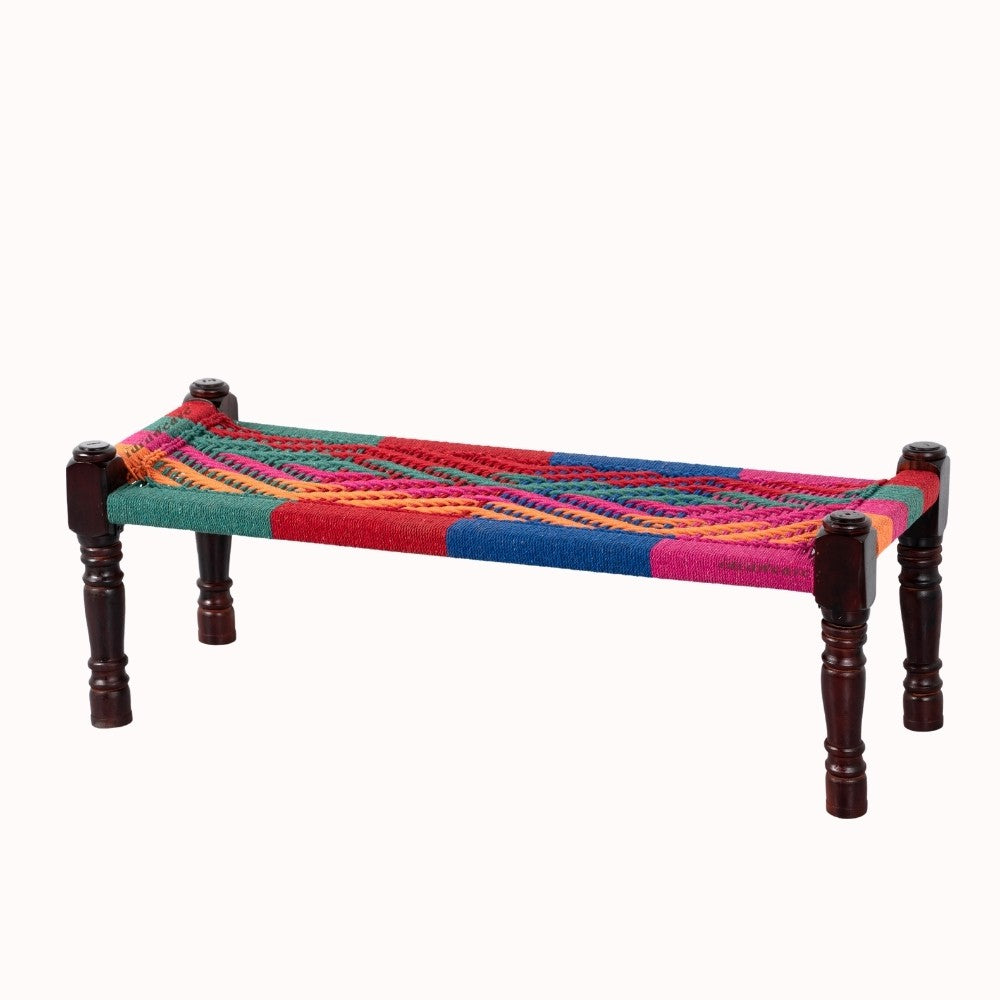 Wooden Patio Balcony Bench in Sheesham Wood (Colorful)