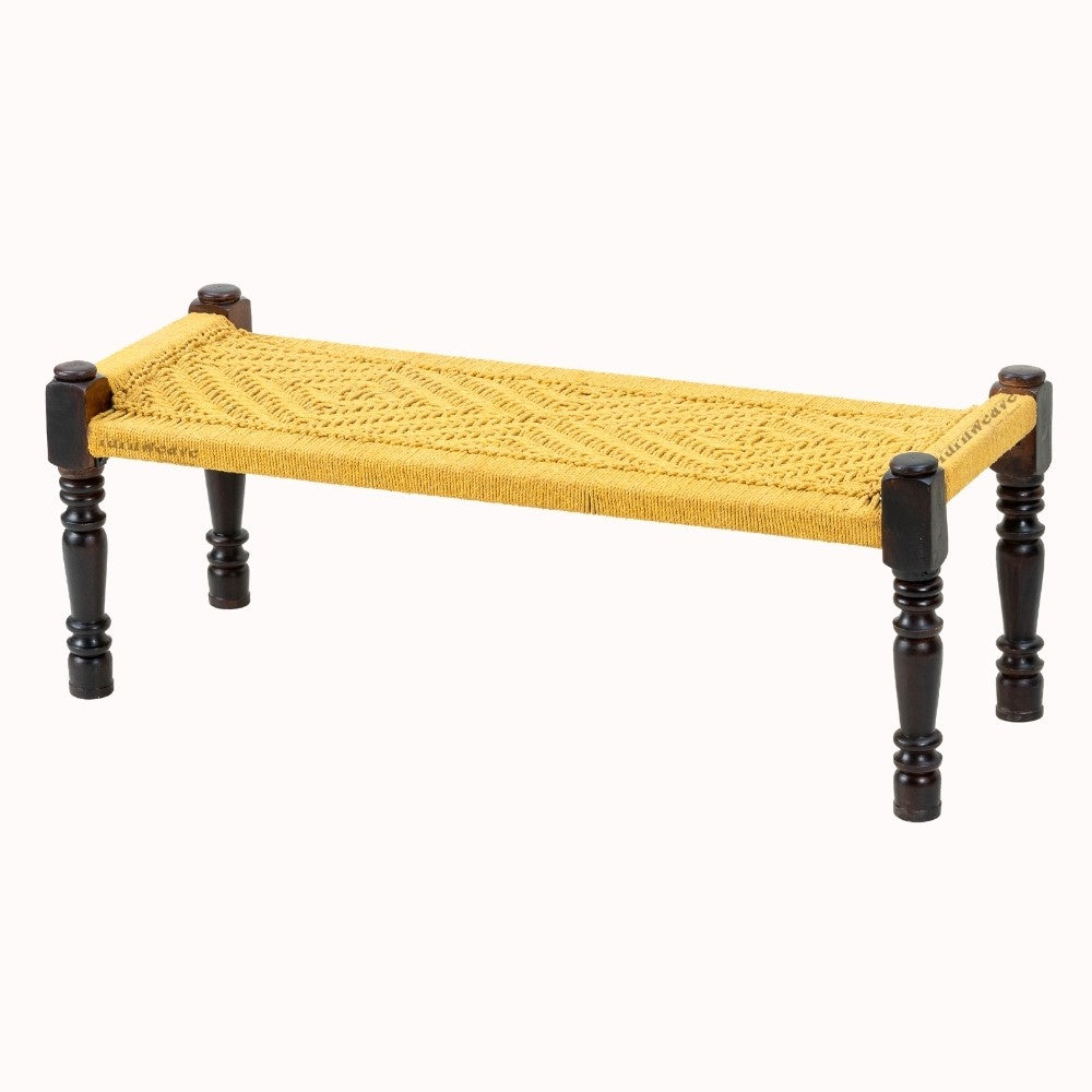 Wooden Patio Balcony Bench in Sheesham Wood (Yellow)