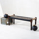 Wooden Patio Balcony Bench in Sheesham Wood (Black and Jute)