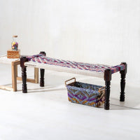 Wooden Patio Balcony Bench in Sheesham Wood (White and Multicolor)