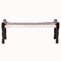 Wooden Patio Balcony Bench in Sheesham Wood (White and Multicolor)